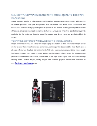 SOLIDIFY YOUR VAPING BRAND WITH SUPER-QUALITY VAPE PACKAGING: