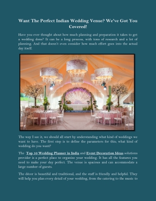 Want The Perfect Indian Wedding Venue We've Got You Covered