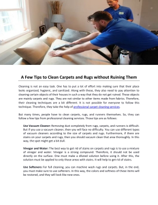 A Few Tips to Clean Carpets and Rugs without Ruining Them