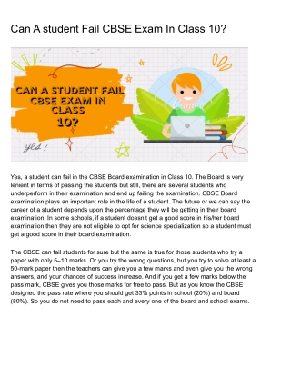 Can A student Fail in CBSE Exam in Class 10