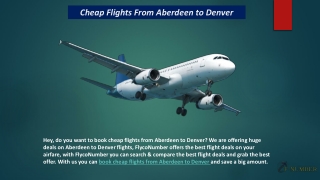 Book Cheap Flights from Aberdeen to Denver  1-866-579-8033