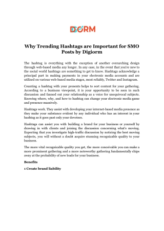 Why Trending Hashtags are Important for SMO Posts by Digiorm