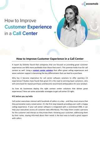 How to Improve Customer Experience in a Call Center
