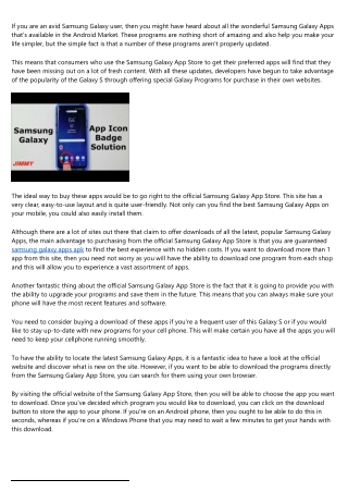 Download the Latest Programs From the Samsung Galaxy App Store