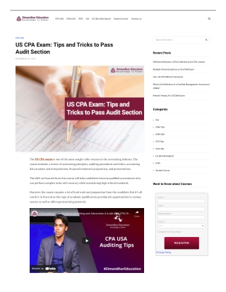 US CPA Exam: Tips and Tricks to Pass Audit Section