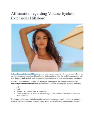 Affirmation regarding Volume Eyelash Extensions Hillsboro
