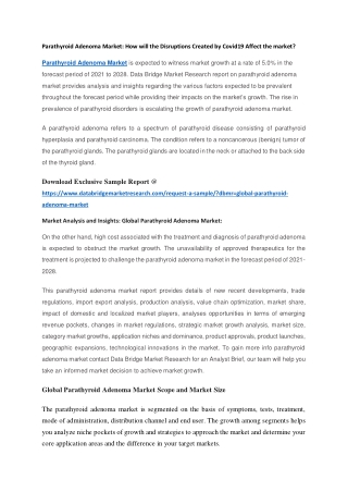 Parathyroid Adenoma Market How will the Disruptions Created by Covid19 Affect the market