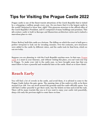 Tips for Visiting the Prague Castle 2022