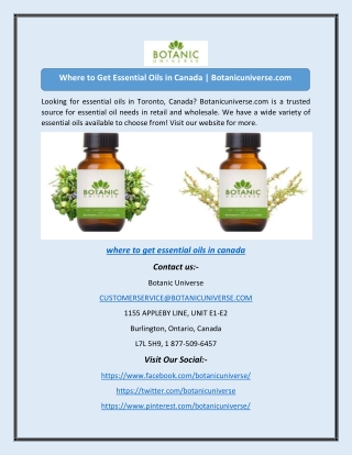 Where to Get Essential Oils in Canada | Botanicuniverse.com