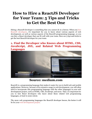 How to Hire a ReactJS Developer for Your Team_ 5 Tips and Tricks to Get the Best One