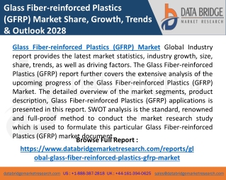 Glass Fiber-reinforced Plastics (GFRP) Market Grow 6.55% CAGR & Forecast by 2028