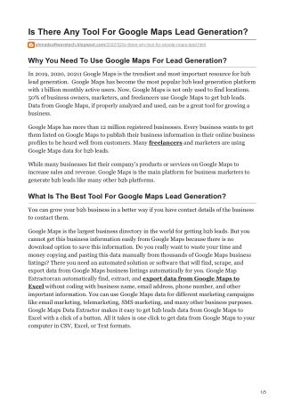 1Is There Any Tool For Google Maps Lead Generation