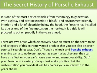 The Secret History of Porsche Exhaust