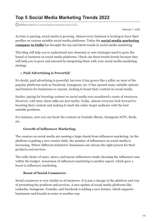 Top 5 Social Media Marketing Trends 2022