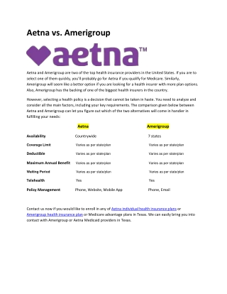 Aetna vs. Amerigroup