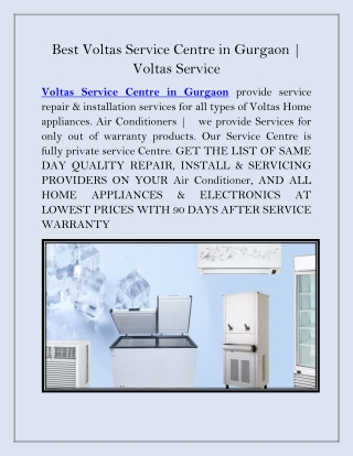 Best Voltas Service Centre in Gurgaon | 9711542910