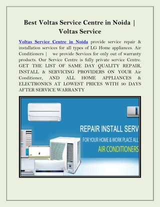 Best Voltas Service Centre in Noida | Voltas Service | 8588044704