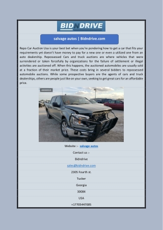 salvage autos | Bidndrive.com