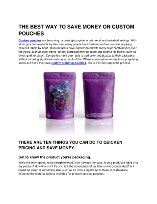 THE BEST WAY TO SAVE MONEY ON CUSTOM POUCHES