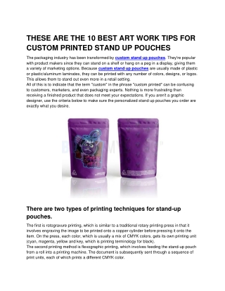 THESE ARE THE 10 BEST ART WORK TIPS FOR CUSTOM PRINTED STAND UP POUCHES