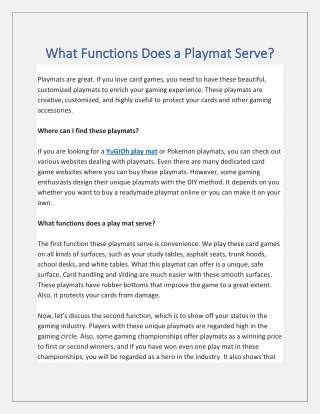 What Functions Does a Playmat Serve.docx
