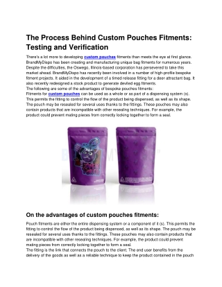 The Process Behind Custom Pouches Fitments_ Testing and Verification