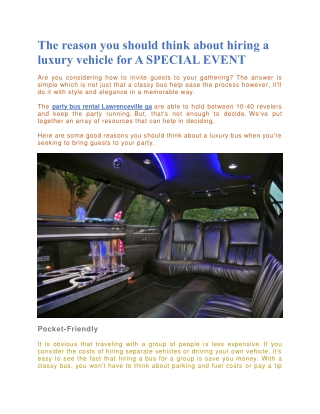 WHY YOU SHOULD CONSIDER HIRING A LUXURY BUS FOR AN EVENT