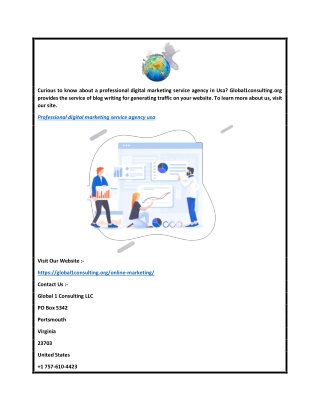 Professional Digital Marketing Service Agency Usa  Global1consulting.org