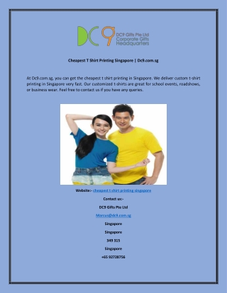 Cheapest T Shirt Printing Singapore  Dc9.com.sg