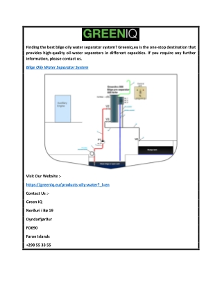 Bilge Oily Water Separator System  Greeniq.eu