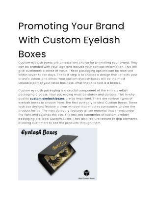 Promoting Your Brand With Custom Eyelash Boxes