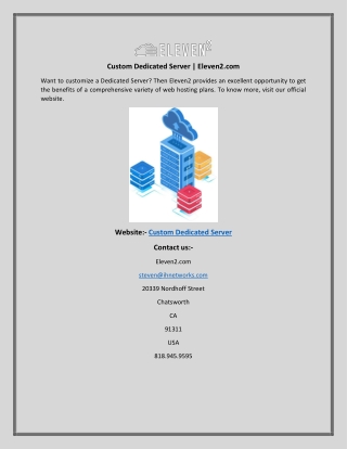 Custom Dedicated Server  Eleven2