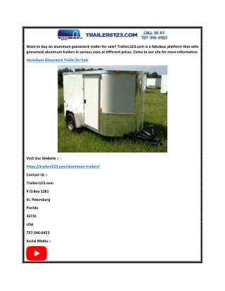 Aluminum Gooseneck Trailer For Sale  Trailers123.com