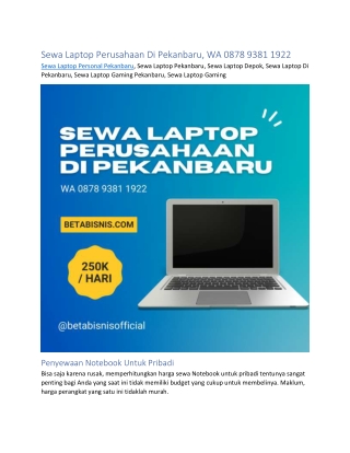 Sewa Laptop Perusahaan Di Pekanbaru, WA 0878 9381 1922
