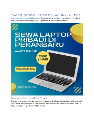 Sewa Laptop Pribadi Di Pekanbaru, WA 0878 9381 1922