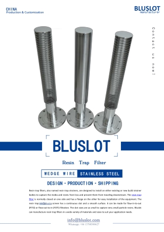 Resin Trap Filter For Pharmaceutical Resin Treatments - Bluslot