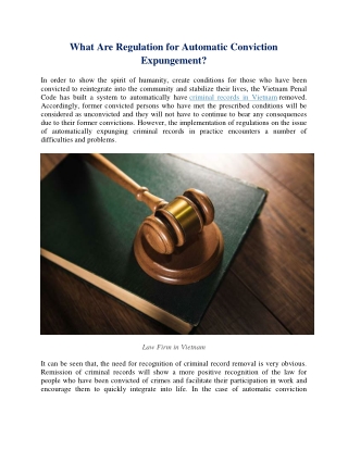 What Are Regulation for Automatic Conviction Expungement