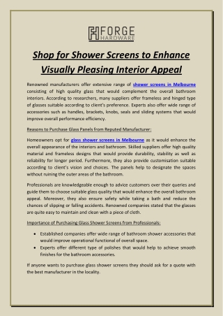 Shop for Shower Screens to Enhance Visually Pleasing Interior Appeal