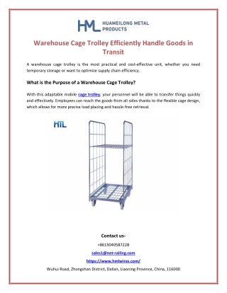 Warehouse Cage Trolley Efficiently Handle Goods in Transit