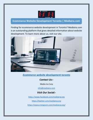 Ecommerce Website Development Toronto | Mediaira.com