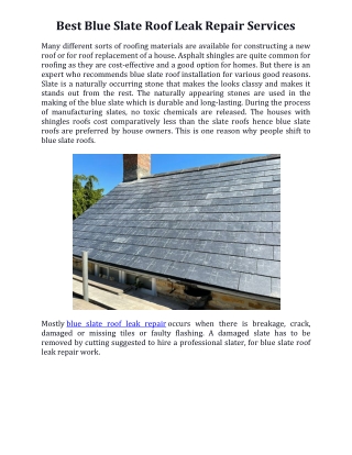 Best Blue Slate Roof Leak Repair Services