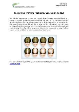 Facing hair thinning problems Contact us today!