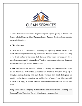 Home cleaning services in Vadodara | M Clean