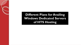 Different Plans for Availing Windows Dedicated Servers of HTS Hosting