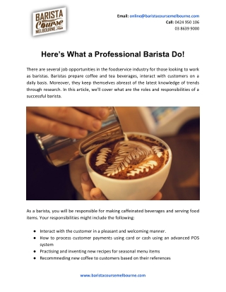 Here’s What a Professional Barista Do!