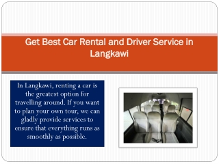 Get Best Car Rental and Driver Service in Langkawi