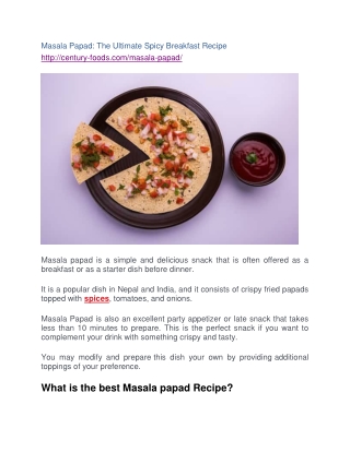 Masala Papad the Ultimate Spicy Breakfast Recipe