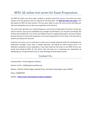 BPSC AE online test series for Exam Preparation