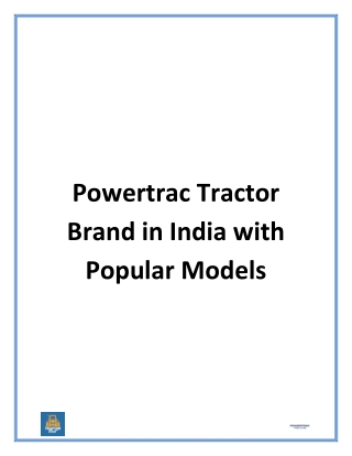 Powertrac Tractor Brand in India with Popular Models