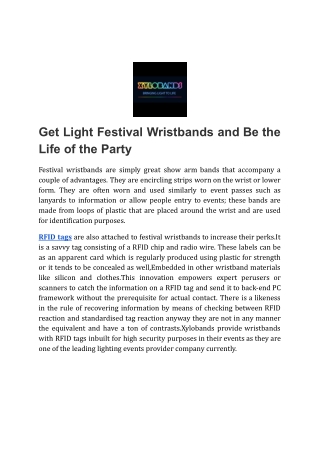 Get Light Festival Wristbands and Be the Life of the Party